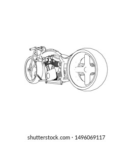 line art of motorcycle. Coloring page - motorcycle - illustration for the children