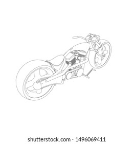 line art of motorcycle. Coloring page - motorcycle - illustration for the children
