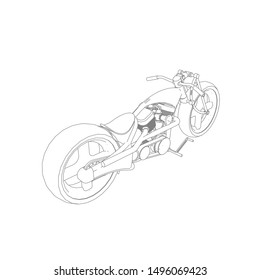 line art of motorcycle. Coloring page - motorcycle - illustration for the children
