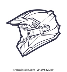 Line Art Motorcycle helmet isolated on White background vector illustration