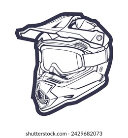 Line Art Motorcycle helmet isolated on White background vector illustration