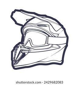 Line Art Motorcycle helmet isolated on White background vector illustration