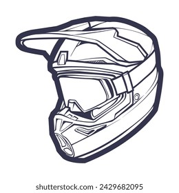 Line Art Motorcycle helmet isolated on White background vector illustration