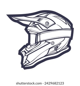Line Art Motorcycle helmet isolated on White background vector illustration