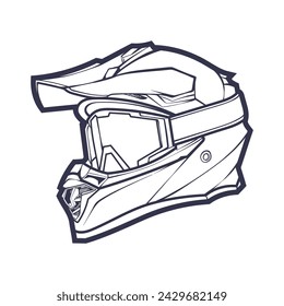 Line Art Motorcycle helmet isolated on White background vector illustration
