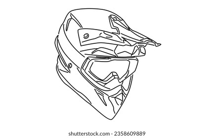 line art of motorcycle helmet vector illustration