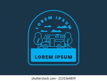 Line art motorhome flat illustration design