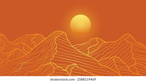 Line art mountain, abstract mountain landscape background