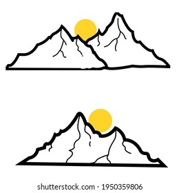 Vector de ilustración de la montaña de línea 