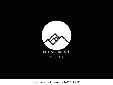 line art mountain initial logos or vector