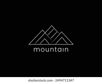 Line art mountain logo design vector