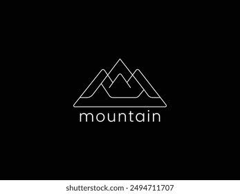 Line art mountain logo design vector.