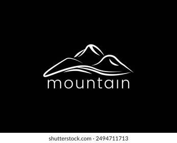 Line art mountain logo design vector.