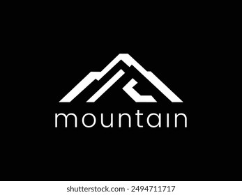 Vector de diseño de logotipo de montaña Line art.