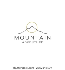 a line art mountain logo icon design template flat vector