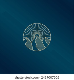 Line Art Mountain Logo. simple and modern logo design.