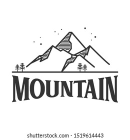 line art mountain logo and template