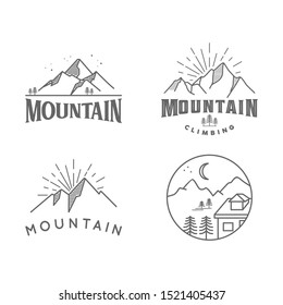 line art mountain logo template