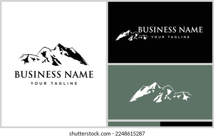 line art mountain logo template