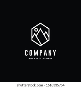 line art mountain minimalist logo design