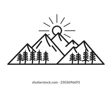 Un Vector de montaña de arte de línea