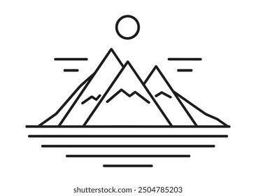 A Line art mountain vector