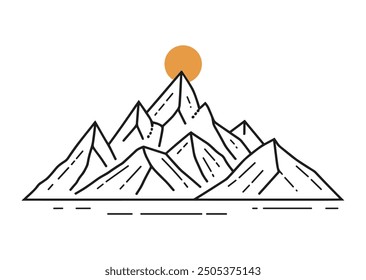 A Line art mountain vector