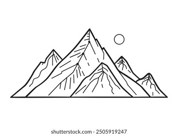 A Line art mountain vector