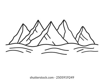 Un Vector de montaña de arte de línea