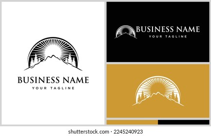 logotipo de vista de montaña de línea