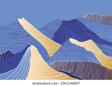 Kunstberge auf unscharfem Hintergrund. Vektorgrafik-Illustration für Print- und Digitalartikel.