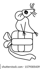 line art mouse with a gift