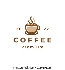 Plantilla de diseño de iconos de logotipo de dibujos animados en línea para café