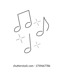 Notas de la música en línea sobre fondo blanco, ilustración vectorial.