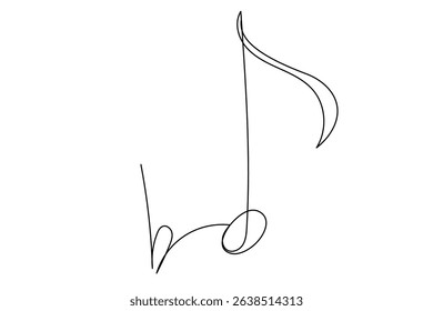 Line Art Musical Note Symbol. One Continuous Outline Music Sound Icon. Doodle Curved Outline Thin Stroke Contour Drawing. Clasical Note Style.