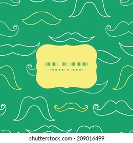Line art mustaches frame seamless pattern background