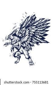 Line art mythical Eagle