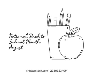 line art of national back to school month good for national back to school month celebrate. line art. illustration.