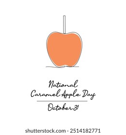 line art of National Caramel Apple Day bom para o Dia Nacional da Maçã de Caramelo comemorar. line art.