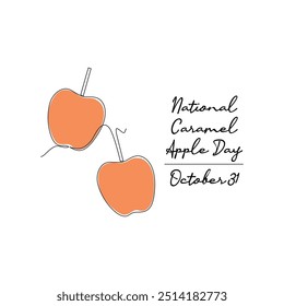 line art of National Caramel Apple Day bom para o Dia Nacional da Maçã de Caramelo comemorar. line art.