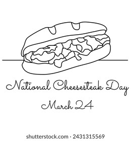 line art of National Cheesesteak Day good for National Cheesesteak Day celebrate. line art. illustration.