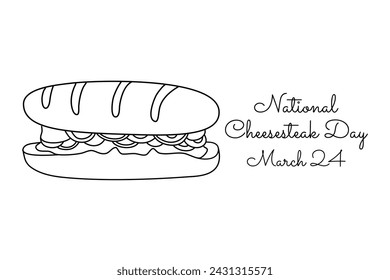 Arte de línea del Día Nacional del Bistec de Queso bueno para celebrar el Día Nacional del Bistec de Queso.