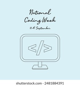 line art of National Coding week good for National Coding week celebrate. line art.