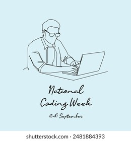line art of National Coding week good for National Coding week celebrate. line art.