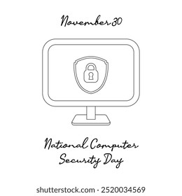 line art of National Computer Security Day good for National Computer Security Day celebrate. line art.