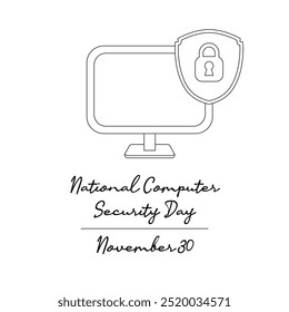 line art of National Computer Security Day good for National Computer Security Day celebrate. line art.