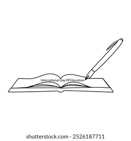 line art of National Education Day good for National Education Day celebrate. line art. Continuous one line drawing International Education Day concept Doodle vector illustration