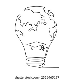  line art of National Education Day good for National Education Day celebrate. line art. Continuous one line drawing International Education Day concept Doodle vector illustration