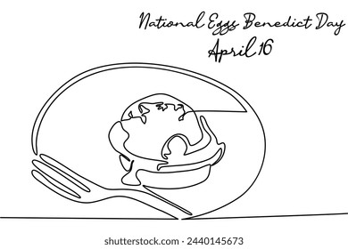 Line Art of National Eggs Benedict Day gut für National Eggs Benedict Day Feiern. Line Art. Illustration.