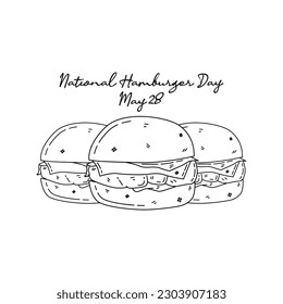 arte de la línea del día nacional de la hamburguesa bueno para celebrar el día nacional de la hamburguesa. ilustración de línea.